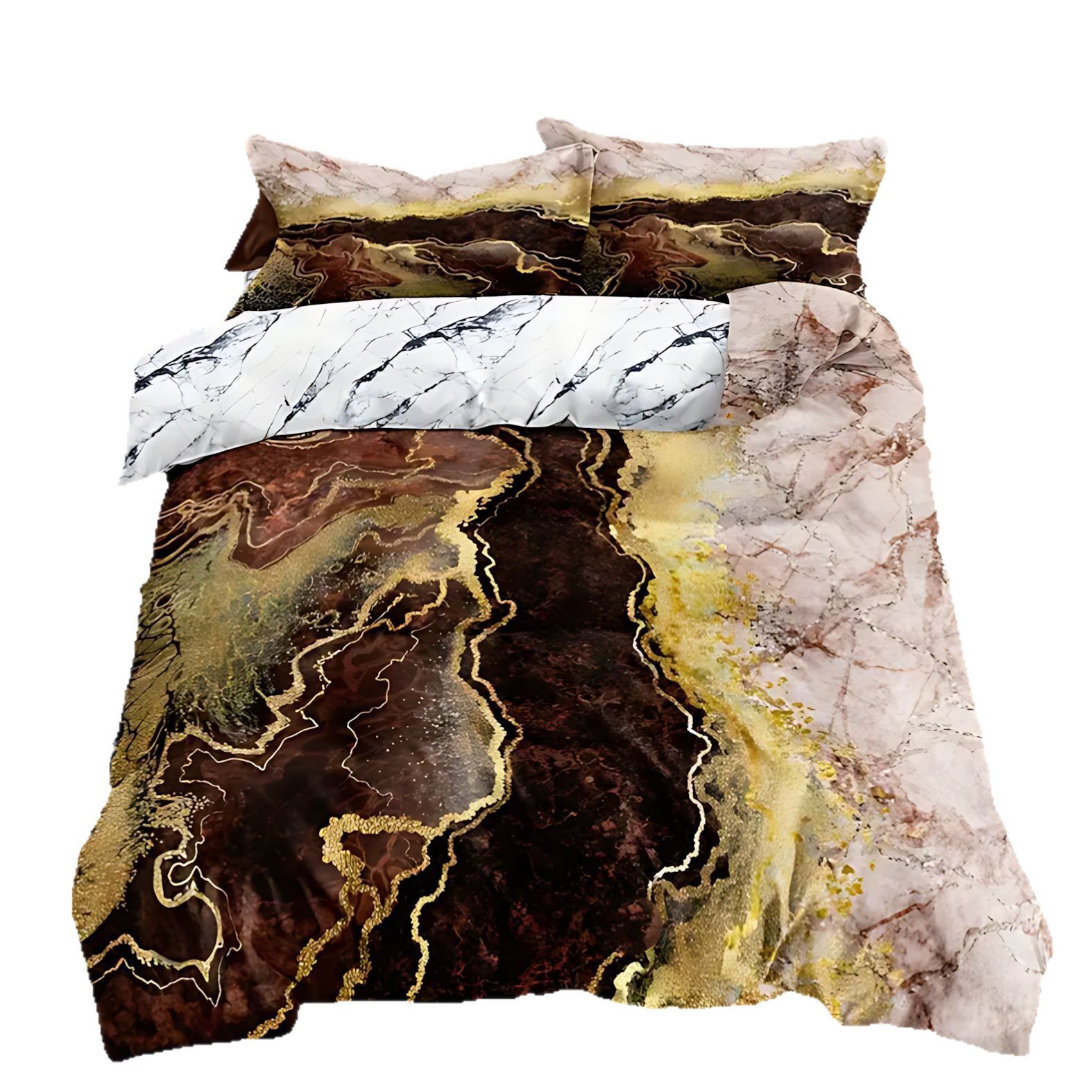TUME / JIT lujoso diseño de mármol brillante impresión digital 3D colcha de cama transpirable fuente de fabricación