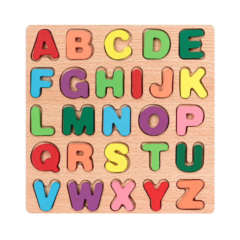 Rompecabezas de números de madera para niños, rompecabezas de letras, gráficos geométricos, juego cognitivo, agarre de mano, juguetes educativos de educación temprana
