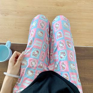 Walking Pants New Plaid Letter Cat Pajama Pants Women's Spring Autumn and Winter Loose Korean Casual Home Outer Wearing Pants
