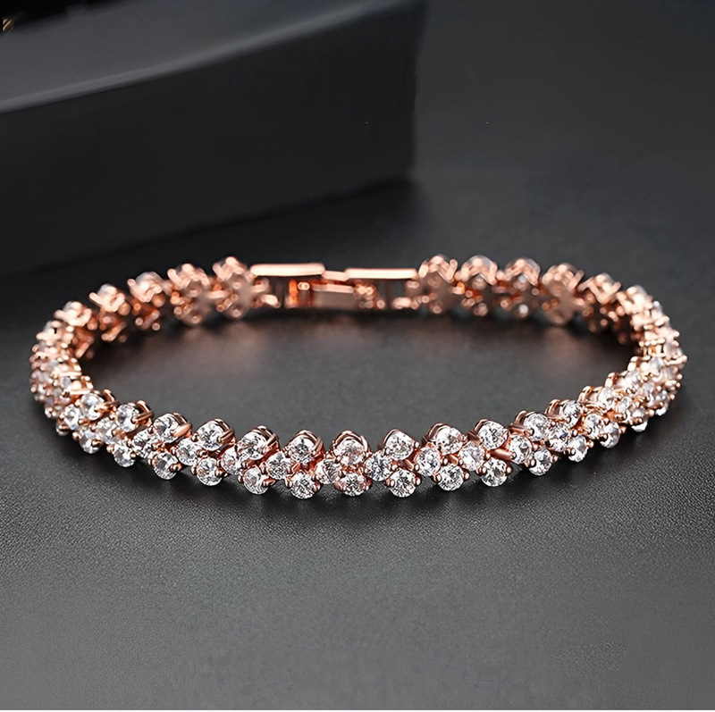 wish cross-border heart-shaped Roman bracelet European and American fashion zircon crystal bracelet women's bracelet gem bracelet