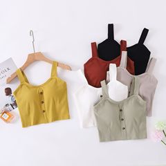 Camisole with breast pads for women to wear summer sexy navel-baring one-piece bra-free underwear without rims