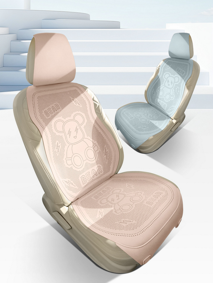 New Cartoon Lightning Bear Fur Half Pack Saddle Cushion Car Cushion Four Seasons Universal Thin Perforated Air Mat