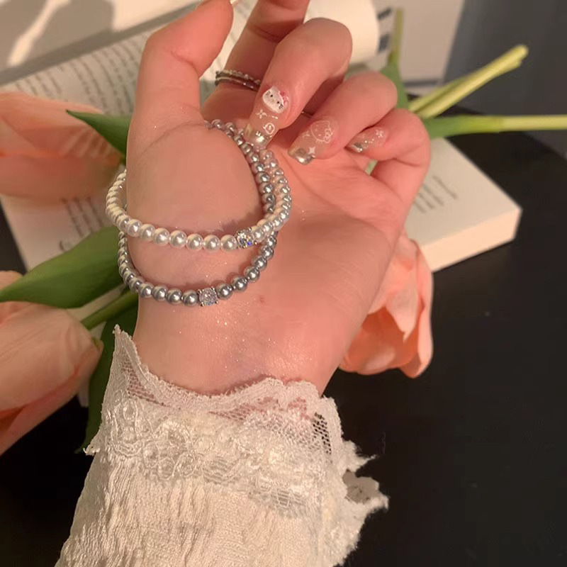 Retro sophisticated elegant bracelet pearl with zircon