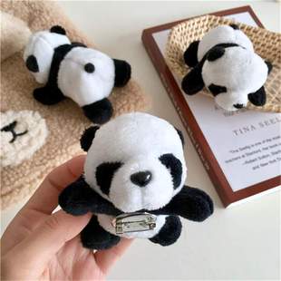 Ins Super Cute Japanese Style Panda Brooch Girl Heart Japanese Style Cute Plush Doll Collar Pin Bag Clothing Accessories
