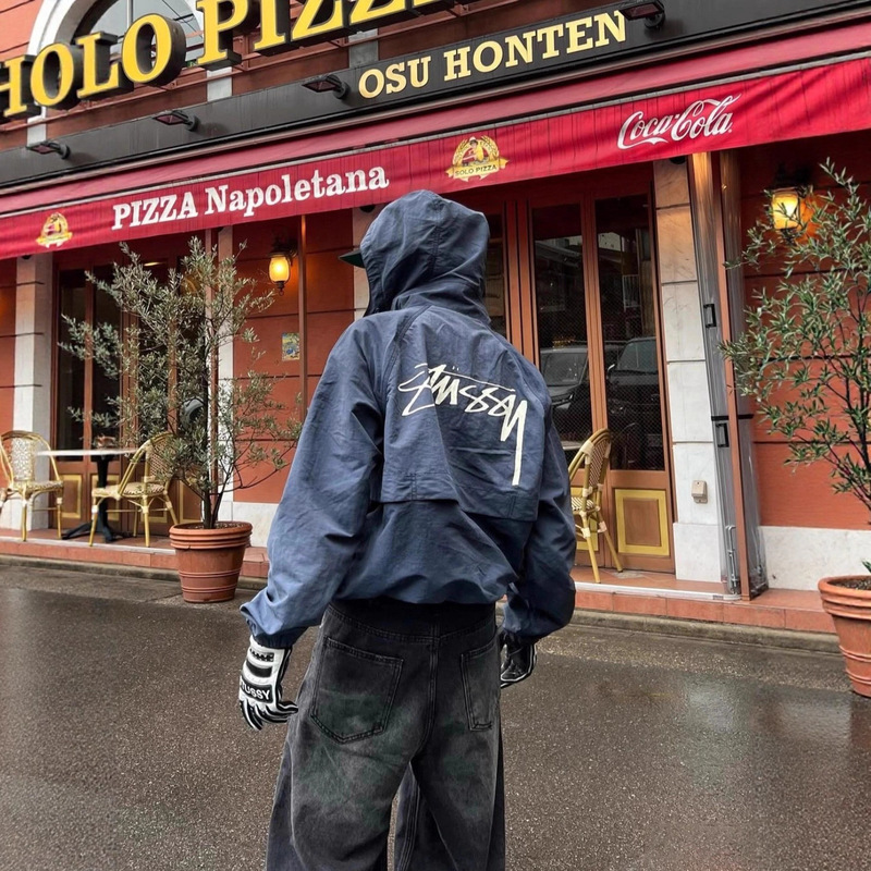 Cross-Border Supply of West Coast American Street Fashion Brand Textured Wave-Dyed Zipper Hooded American Retro Jacket St