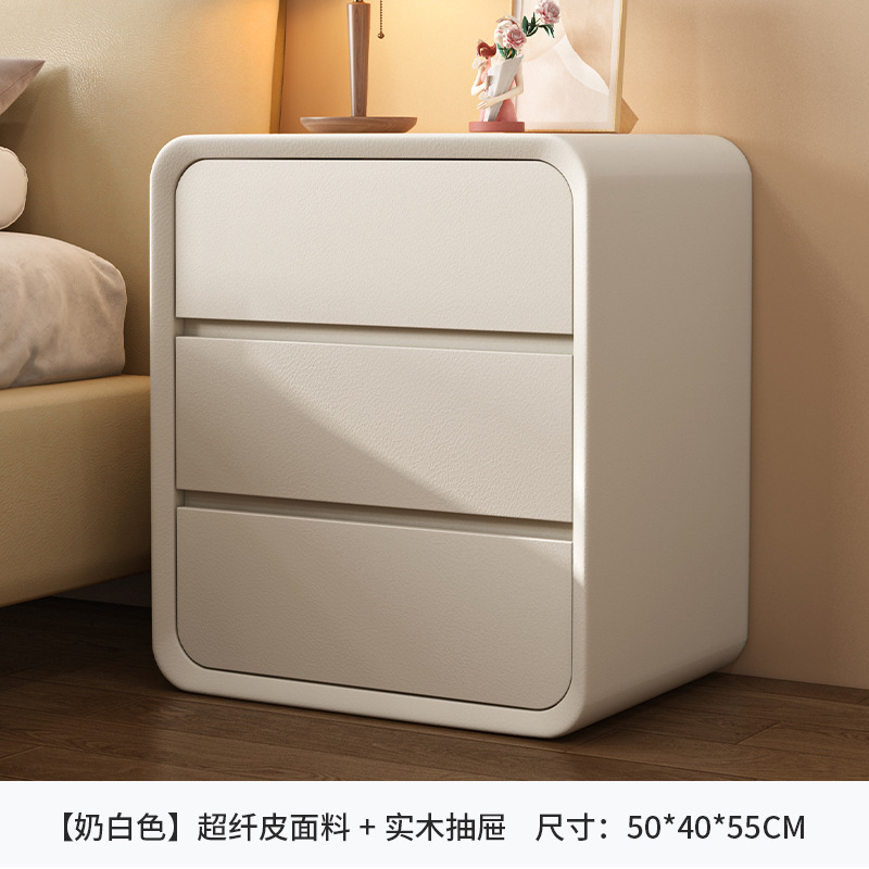 Mesita de noche dormitorio multifuncional luz lujo madera maciza cajón creativo mesita de noche estilo crema almacenamiento pequeño gabinete