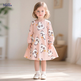 Little maven осенние милые панды платье платье для девочек с длинными рукавами детской принцессы платье для девочек