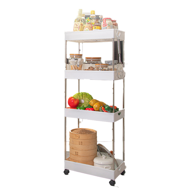 Estante de almacenamiento de cocina Armario de almacenamiento de cajones de múltiples capas tipo piso Estante de almacenamiento de espacio estrecho Estante de almacenamiento de espacio