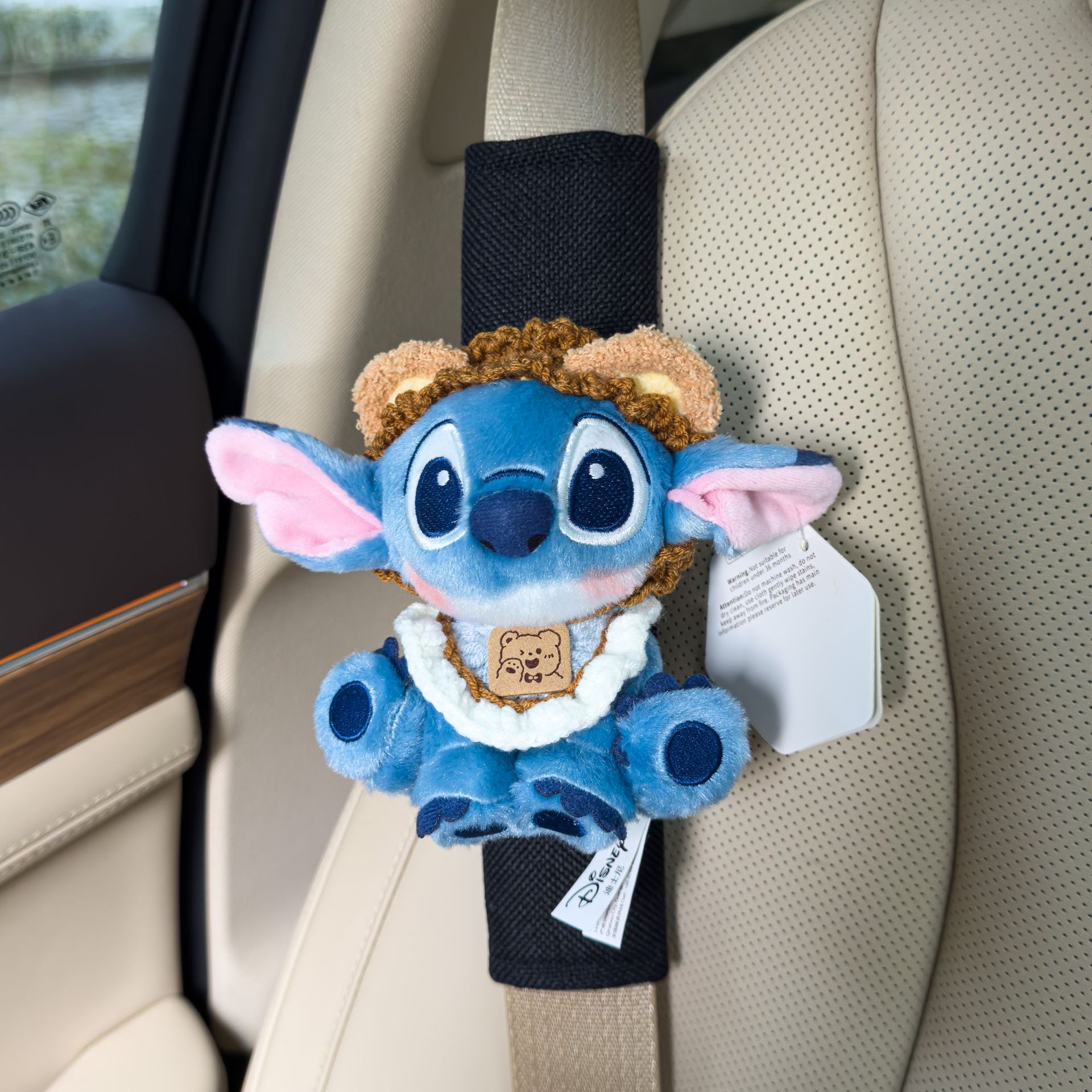 Authentic Lilo and Stitch Doll Car Seat Belt Shoulder Cover Decorative Car Accessories Anti-Stranglehold Car Accessories