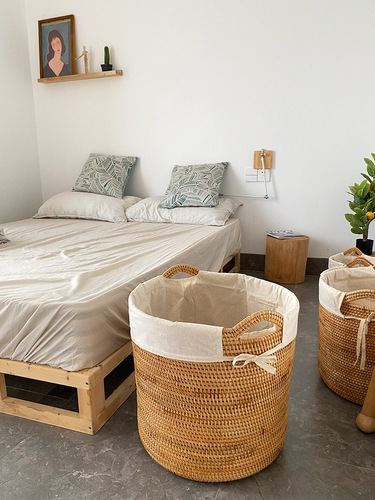 Nordic Home Dirty Clothes Storage Basket Woven Laundry Hamper Dirty Clothes Toy Storage Basket Laundry Basket Dirty Clothes Drum