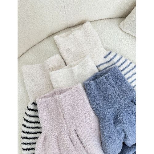 Winter and Autumn Women's Thicker Fleece Lined Pajama Pants with Half Fleece Waistband, Striped Home Pants, Loose Elastic Waist Supportive Leggings