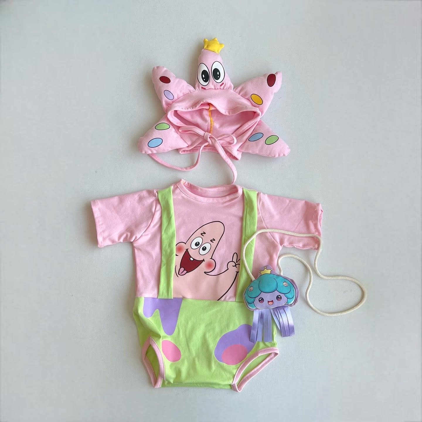 Baby Pure Cotton Coveralls, Newborn Baby Jumpsuit, Bikini Beach Series, Patrick Star Style Clothing