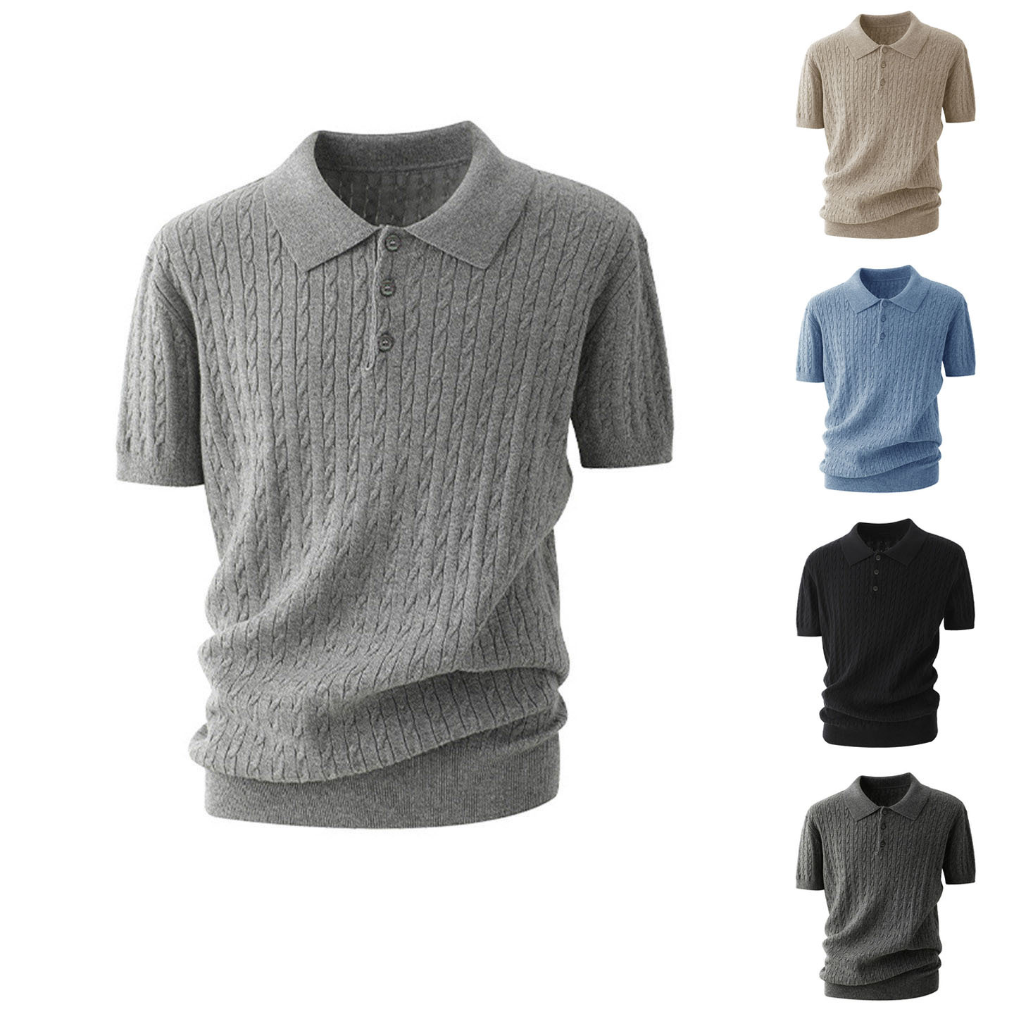 Polo camiseta de punto camiseta de manga corta camiseta de hombre texturas con solapa de color viejo viento de negocios de verano fábrica transfronteriza al por mayor