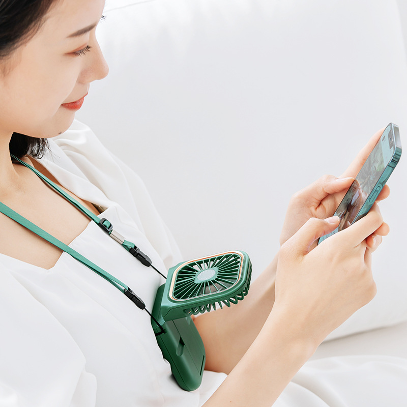 新款挂脖風扇 折疊支架懶人手持usb充電迷妳小風扇私模跨境新品