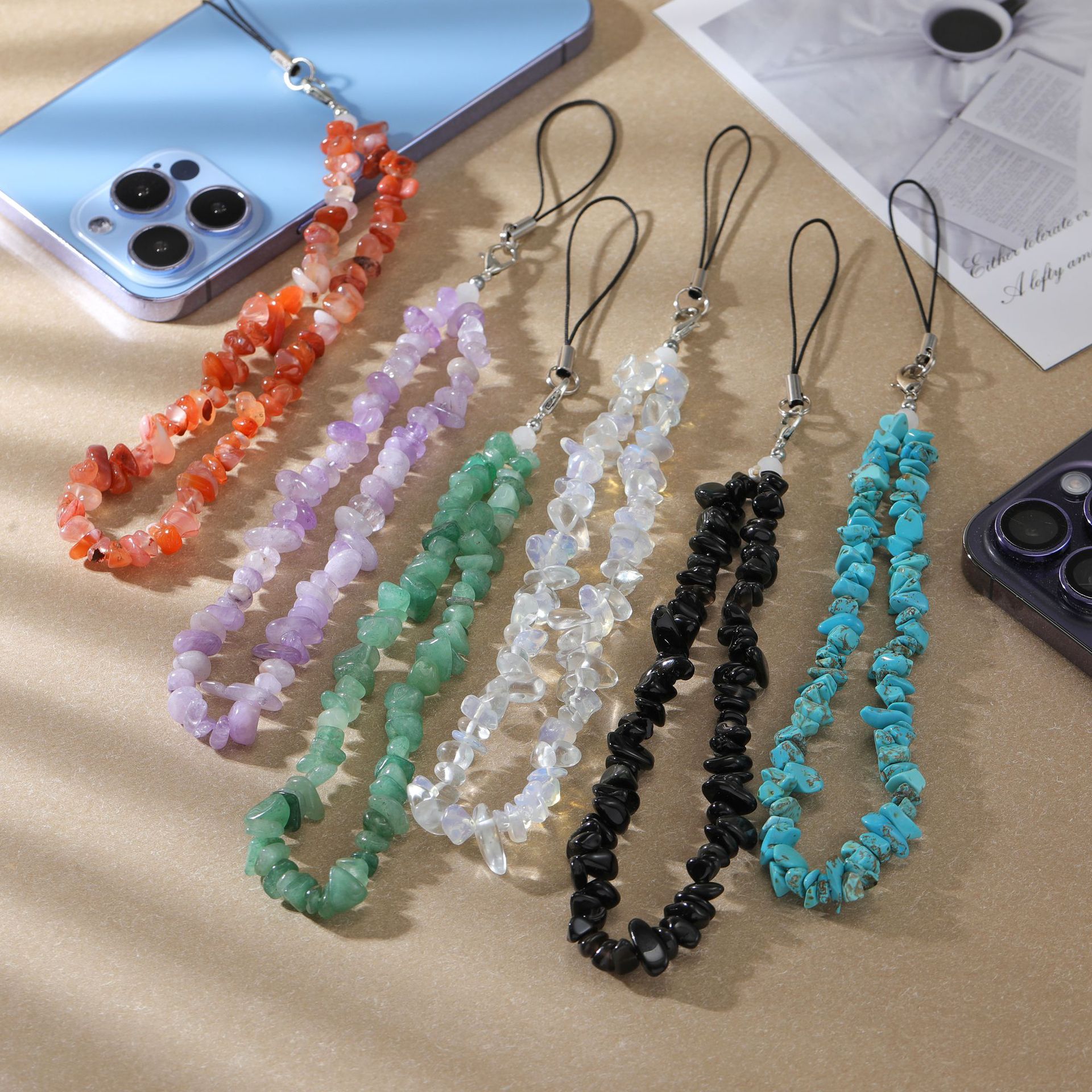 Lady Streetwear Irregular Natural Stone Mobile Phone Chain display picture 1