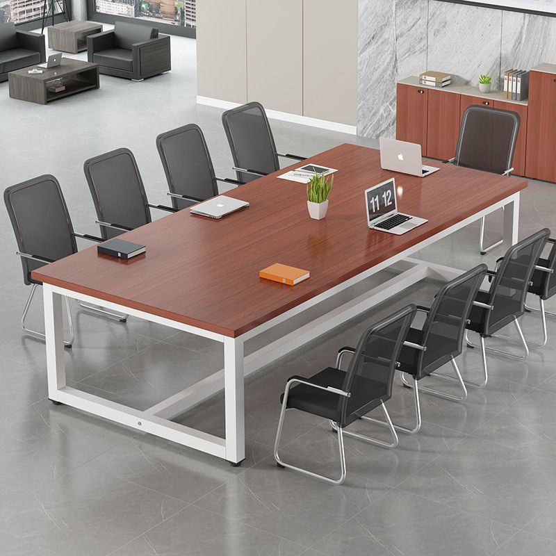 Mesa de conferencias Mesa larga Mesa de trabajo de capacitación para personal Mesa de negociación simple y moderna Mesa y silla Combinación Marco de acero Escritorio para computadora Escritorio