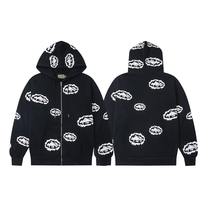 Corteiz Hoodie All Over Alcatraz Print Black