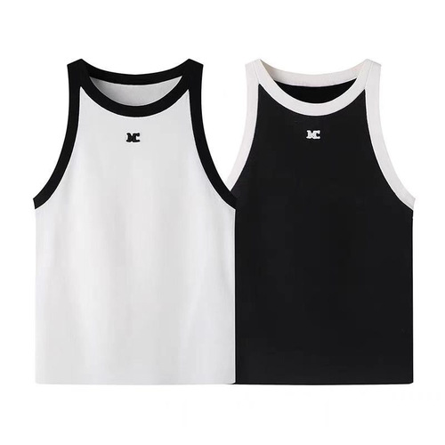 Retro sleeveless design crew neck knit sweater, summer thin pure desire temperament sweet colorful girl-like sweater