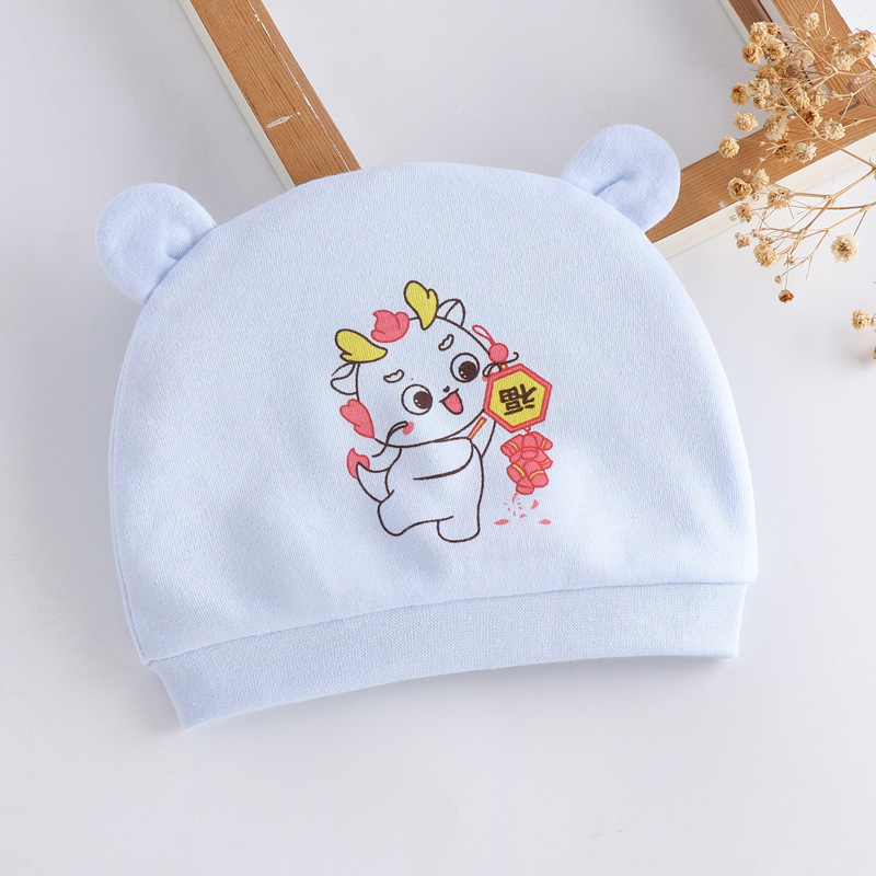 0--1 Sombrero de bebé recién nacido primavera y otoño algodón peinado para bebés de dibujos animados para hombres y mujeres cuatro estaciones sombrero de neumáticos a prueba de viento sombrero de puerta de goma