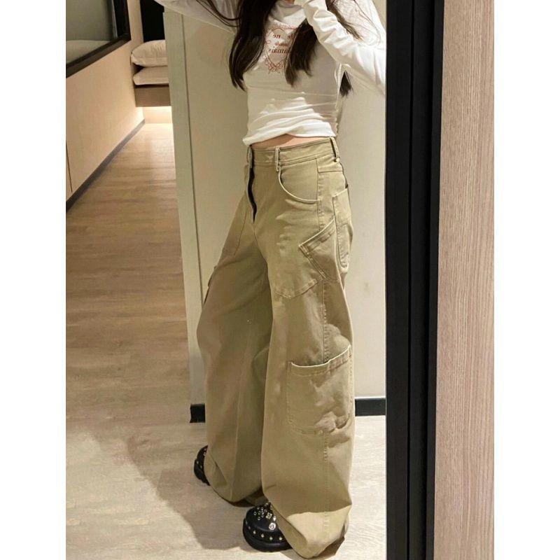 American-style retro high-waisted casual workwear jeans for women, new niche wide-leg straight loose slimming pants American-style retro high-waisted casual workwear jeans for women, new niche wide-leg straight loose slimming pants