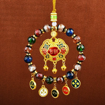 God of Wealth Zakilam Xizang Abacus — Car hanging - fragrant-ash-glazed-five-way-god-of-wealth-auspicious-lock