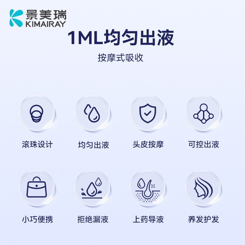 頭皮上薬ミノ1-8mlエッセンス地爾育毛液ボールマッサージ頭部投与ガイド櫛|undefined