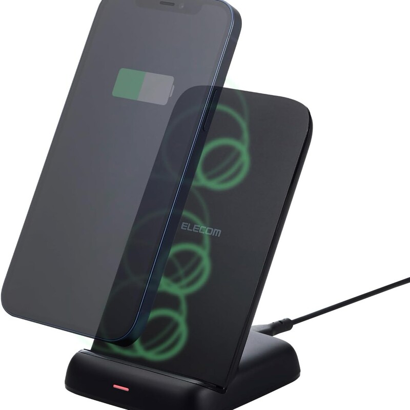 15W desktop wireless charger, dual-coil phone wireless fast charging, vertical stand, PU leather charging base