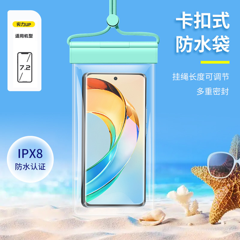 Tri-fold teléfono móvil bolsa impermeable airbag natación hot spring sellado cubierta protectora cubierta de buceo pantalla táctil deriva para llevar al por mayor