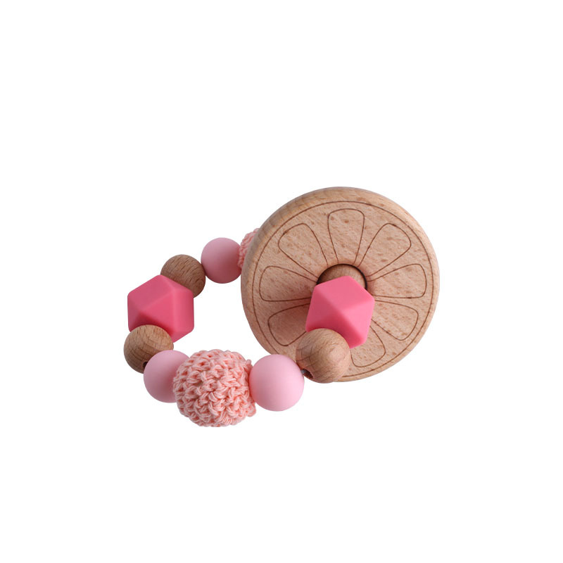 Nuevo DIY creativo de la historieta haya mordedor bebé haya aguacate silicona pulsera mordedor molienda varilla