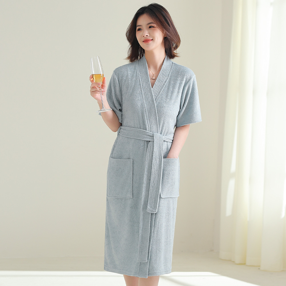 미스트 블루 [여성] 반팔 타월 소재 목욕가운