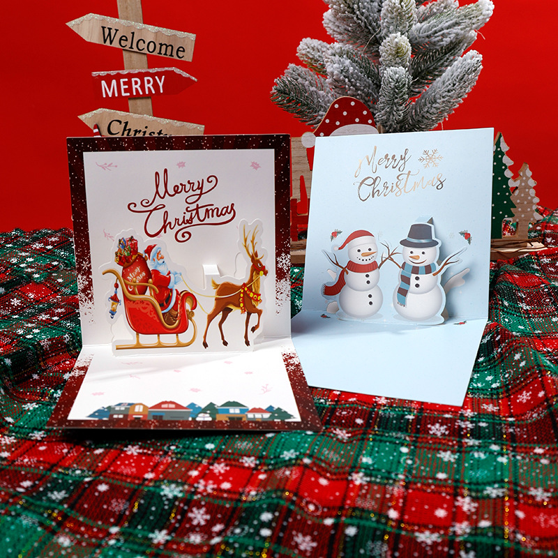 Nuevo estilo al por mayor tarjeta de felicitación de estilo ins 3d bendición de Navidad tarjeta pequeña tarjeta de agradecimiento manuscrita tarjeta de felicitación tridimensional de Navidad