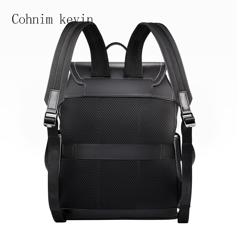 Cohnim Kevin Men's Genuine Leather Versatile 15inch Laptop Bag Business Travel High-End Backpack_voghion.com