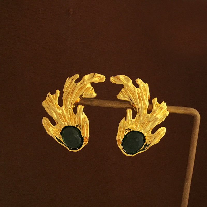 Retro Geometric Copper Earrings Plating Resin Copper Earrings