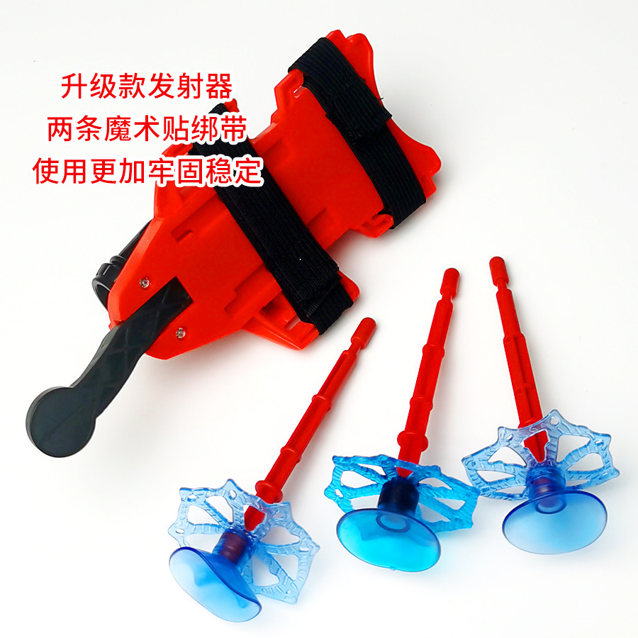 Héroe transfronterizo Araña lanzador lechón eyección spinning Jet sticky Wall Soft Bullet Gun muñeca guantes de juguete