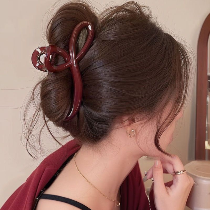女性用の茶色の大きなグリッパー、髪のボリュームの多い女性用の高級シャーククリップ、気質のあるヘアピンとヘッドバンド|undefined