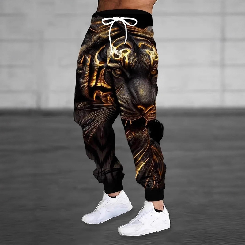 Men's Jogger Loose Wild Tiger Pattern 3D Printed Suitable for Sports Pants Casual Sports Gym Running