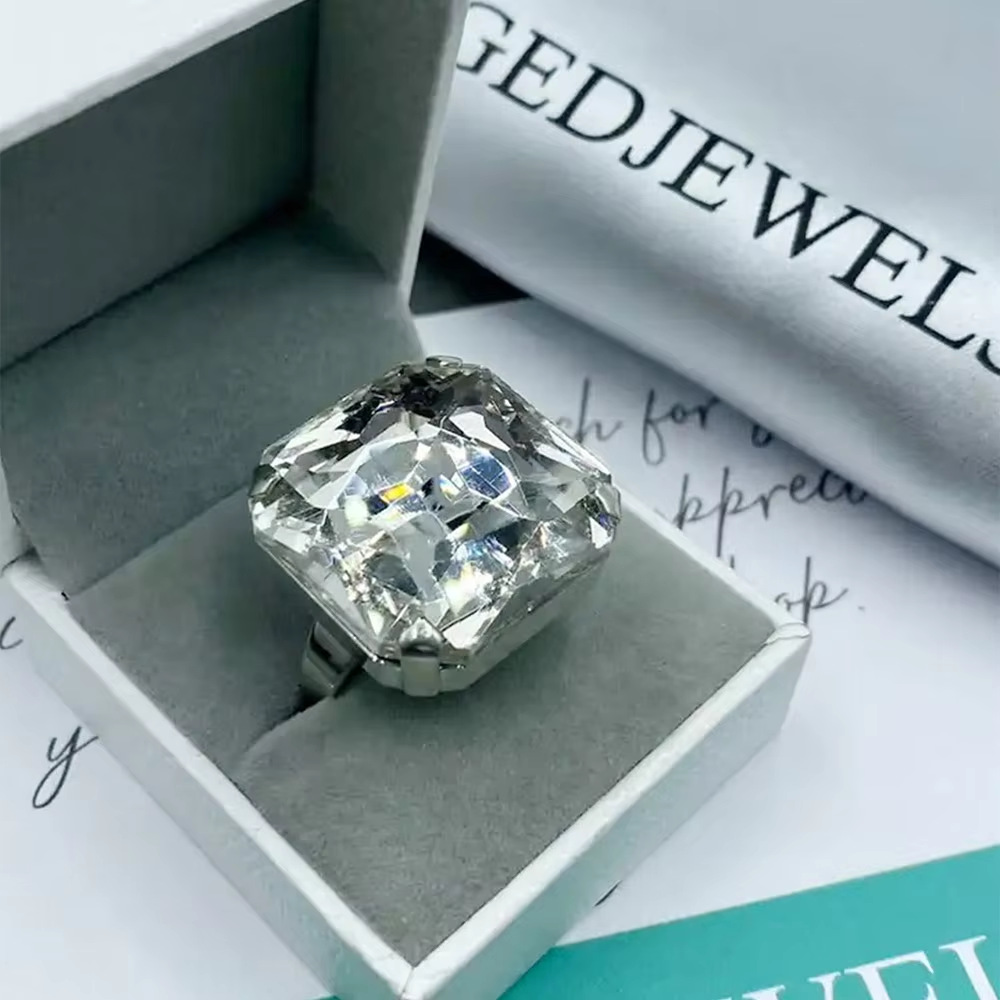 Sugar Cube Ring For Women, Colorful Square Statement Ring_voghion.com