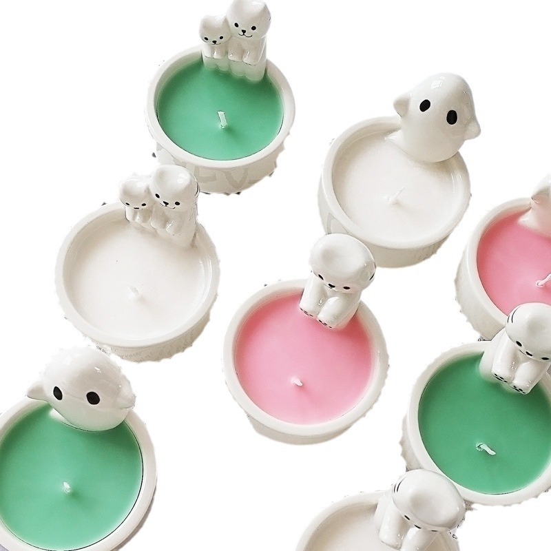 Ins crosbar dibujos animados gato asado fuego cerámica candelabro artesanía decoración del hogar ambiente regalo de vacaciones resistencia a altas temperaturas