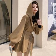 小个子短款风衣女加棉加厚2025秋冬季新款韩版宽松连帽大码外套