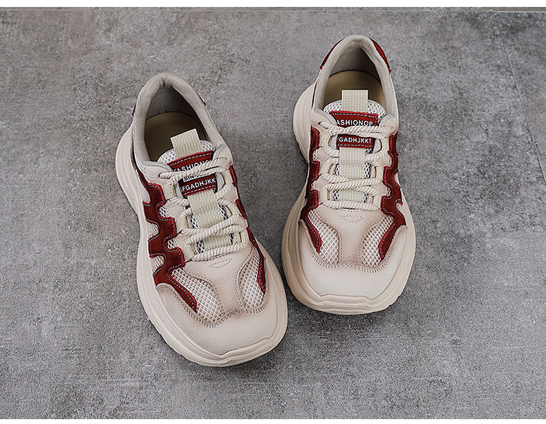 Giày sneaker nữ đế dày phong cách retro da bò — xanh lá cây chi tiết 11