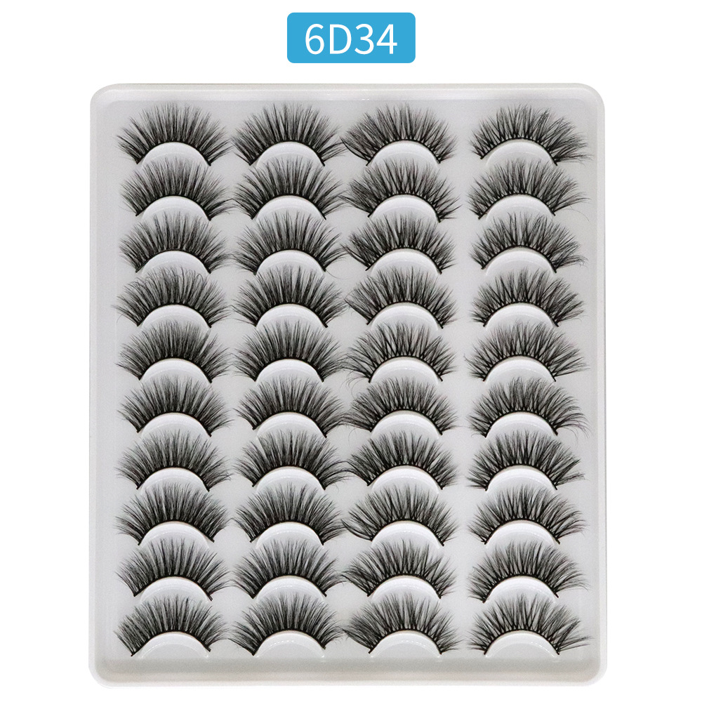 Una variedad de comercio exterior transfronterizo 20 pares de fibra cruzada gruesa natural de tallo duro pestañas postizas estilo mixto separado en stock