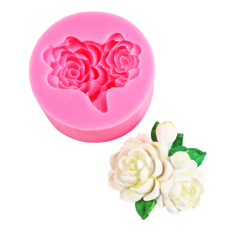 Gardenia epoxi decoración molde de silicona coche aromaterapia yeso decoración molde hecho a mano fondant chocolate para hornear