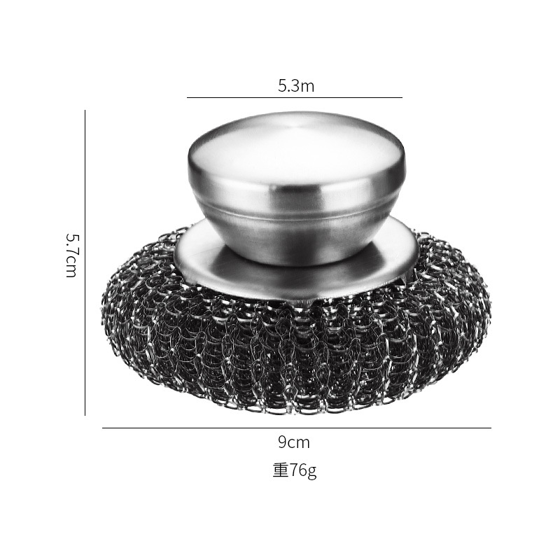 Venta directa de fábrica Cepillo de alambre de acero inoxidable Cocina especial Lavado de platos Cepillo de olla artefacto Bola de limpieza de bola de alambre con mango