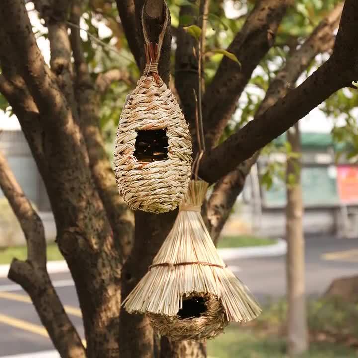 Nido de pájaro transfronterizo hecho a mano artesanía Nido de Pájaro al aire libre jardín patio decoración hibisco hierba colgante Casa del pájaro image 6