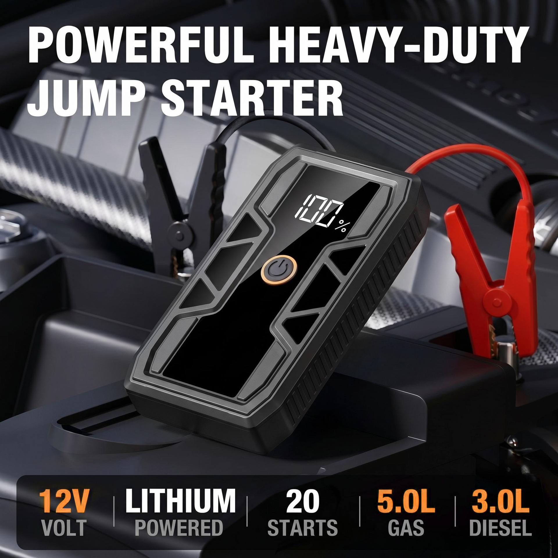 Car Air Pump, Emergency Start Power Supply, All-In-One Battery Charger, Emergency Jump Starter, Portable