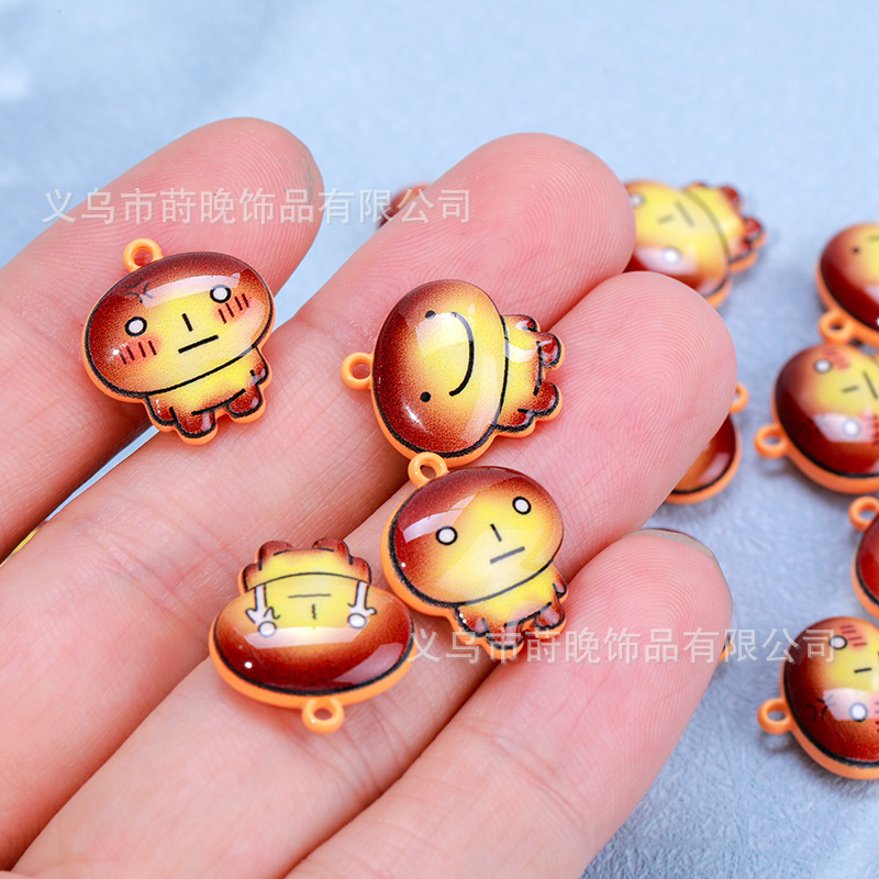 锌合金烤漆卡通创意焦烤面包小人吊坠diy手机链钥匙扣饰品配件|undefined