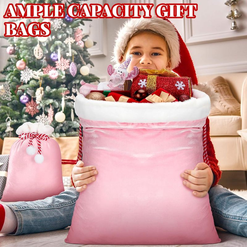 クリスマスピンクゴールドベルベットギフトバッグサンタクロースギフトバックパックギフト包装袋巾着 2025 新しいスタイル|undefined
