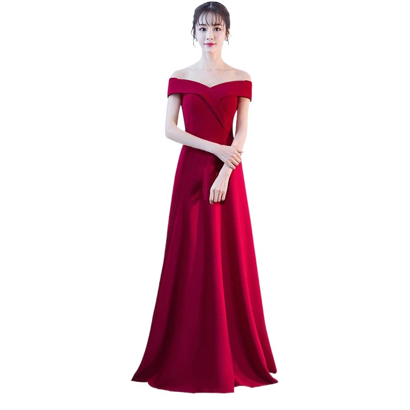 Vestido de novia para brindis 2026, nuevo vestido de noche largo y ajustado con hombros descubiertos para fiesta de compromiso, otoño y verano, para mujer.
