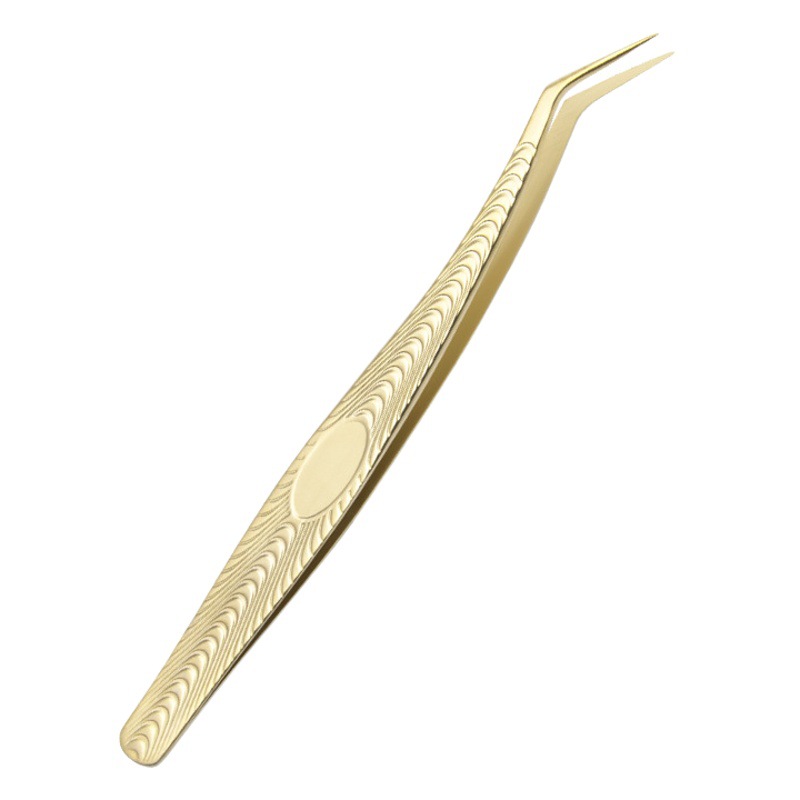 Flowering High-Density Grafting Eyelash Tweezers Stainless Steel Portable Eyelash Curler Gold Feather Clip Dolphin Clip Beauty Tool