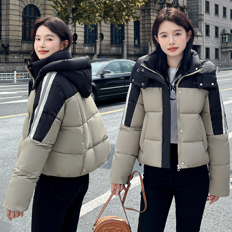 2024 autumn and winter new color blocking splicing short down for women's foreign trade internet celebrity live_voghion.com
